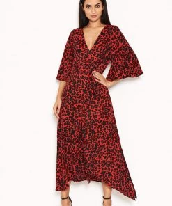 AX Paris Red Leopard Printed Maxi Dress Dresses