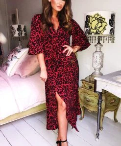 AX Paris Red Leopard Printed Maxi Dress Dresses