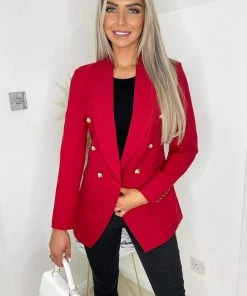 AX Paris Red Military Style Blazer
