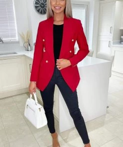 AX Paris Red Military Style Blazer
