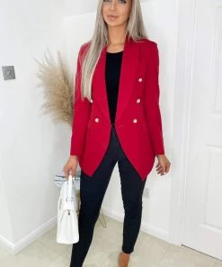 AX Paris Red Military Style Blazer