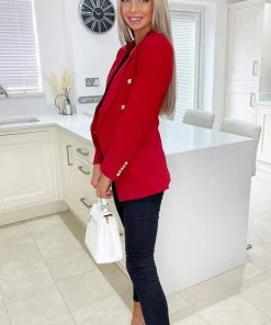 AX Paris Red Military Style Blazer