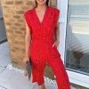 AX Paris Red Polka Dot Culotte Jumpsuit Jumpsuits And Playsuits