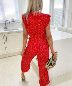 AX Paris Red Polka Dot Culotte Jumpsuit Jumpsuits And Playsuits