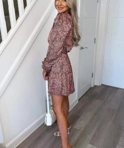 AX Paris Red Printed Long Sleeve Skater Dress Dresses