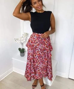 AX Paris Red Printed Skirt 2 In 1 Midi Dress 12 AX Paris Red Printed Skirt 2 In 1 Midi Dress