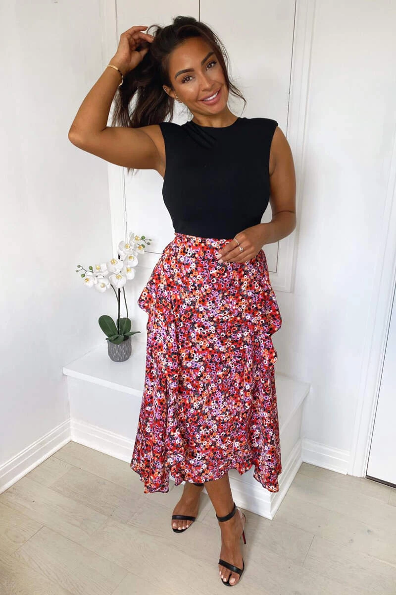 AX Paris Red Printed Skirt 2 In 1 Midi Dress 5 AX Paris Red Printed Skirt 2 In 1 Midi Dress