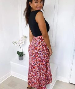 AX Paris Red Printed Skirt 2 In 1 Midi Dress 14 AX Paris Red Printed Skirt 2 In 1 Midi Dress