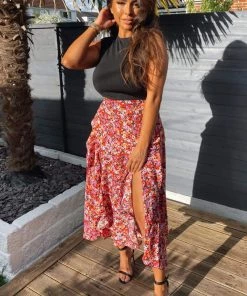 AX Paris Red Printed Skirt 2 In 1 Midi Dress 10 AX Paris Red Printed Skirt 2 In 1 Midi Dress