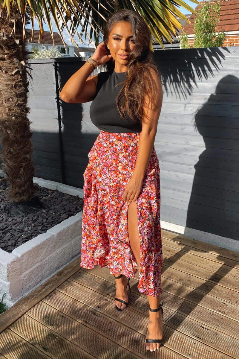 AX Paris Red Printed Skirt 2 In 1 Midi Dress 3 AX Paris Red Printed Skirt 2 In 1 Midi Dress