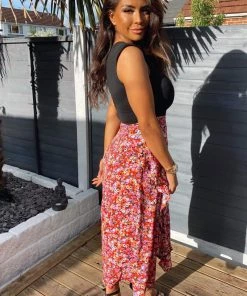 AX Paris Red Printed Skirt 2 In 1 Midi Dress 11 AX Paris Red Printed Skirt 2 In 1 Midi Dress