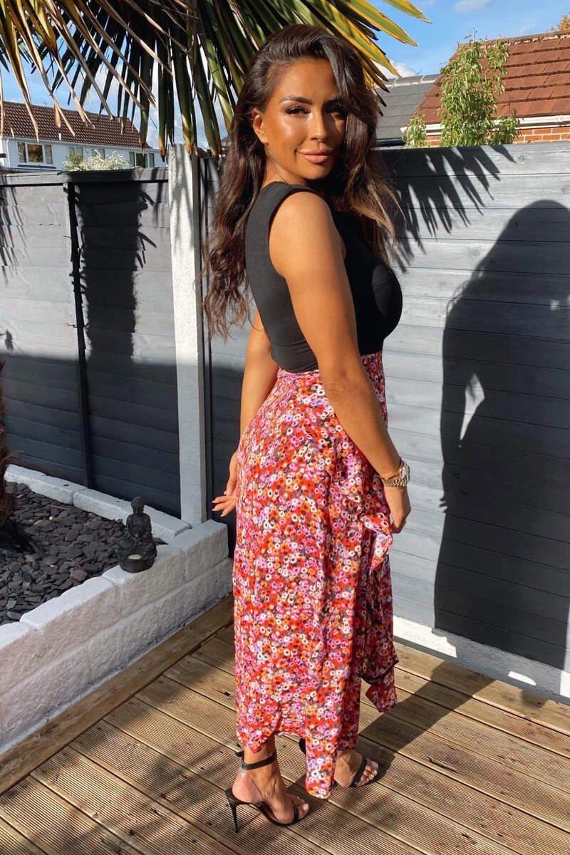 AX Paris Red Printed Skirt 2 In 1 Midi Dress 4 AX Paris Red Printed Skirt 2 In 1 Midi Dress