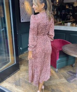 AX Paris Red Printed Tie Side Wrap Over Midi Dress Dresses