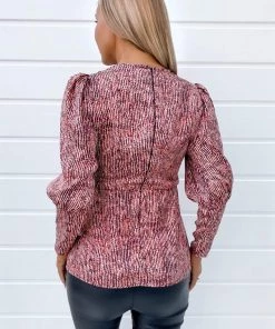 AX Paris Red Printed V-Neck Top Tops