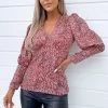 AX Paris Red Printed V-Neck Top Tops