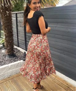 AX Paris Red Printed Wrap 2 In 1 Midi Dress