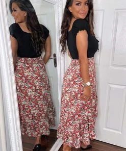 AX Paris Red Printed Wrap 2 In 1 Midi Dress