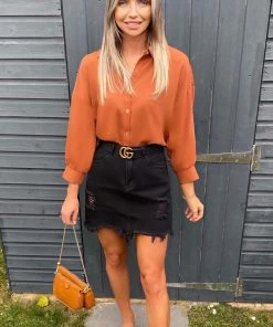 AX Paris Rust Dip Hem Shirt Tops