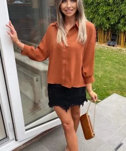 AX Paris Rust Dip Hem Shirt Tops 10 AX Paris Rust Dip Hem Shirt Tops