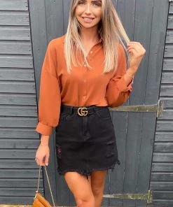 AX Paris Rust Dip Hem Shirt Tops 11 AX Paris Rust Dip Hem Shirt Tops