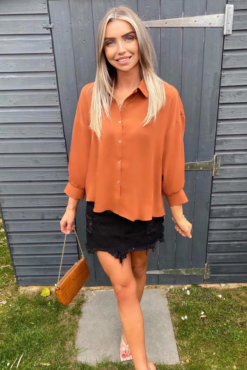 AX Paris Rust Dip Hem Shirt Tops 5 AX Paris Rust Dip Hem Shirt Tops
