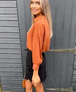 AX Paris Rust Dip Hem Shirt Tops 13 AX Paris Rust Dip Hem Shirt Tops