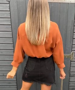 AX Paris Rust Dip Hem Shirt Tops 14 AX Paris Rust Dip Hem Shirt Tops