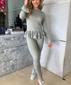 AX Paris Loungewear Sage Double Frill Lounge Set