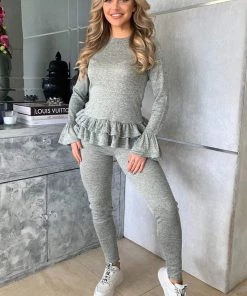 AX Paris Loungewear Sage Double Frill Lounge Set