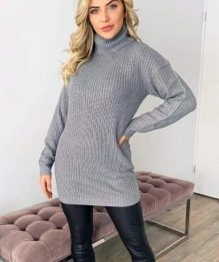 AX Paris Silver Roll Neck Knit Jumper Dress
