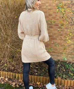 AX Paris Stone Chunky Knit Balloon Sleeve Cardigan Loungewear