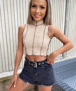 AX Paris Stone Contrast Edge Stitch Top