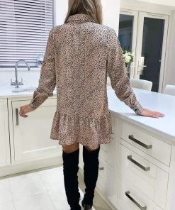 AX Paris Stone Dalmatian Print Frill Hem Shirt Dress