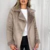 AX Paris Coats & Jackets Stone Faux Suede Aviator Jacket