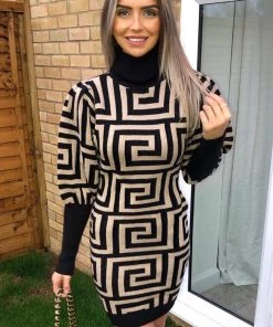 AX Paris Stone Geo Print Knitted Dress Dresses