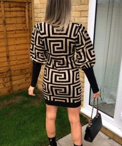 AX Paris Stone Geo Print Knitted Dress Dresses