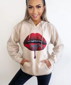 AX Paris Stone Red Lips Hoodie