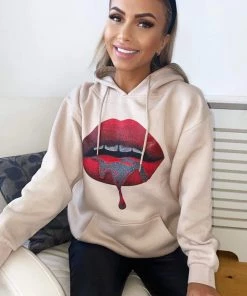 AX Paris Stone Red Lips Hoodie