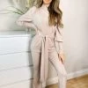 AX Paris Stone Ribbed Tie Waist Lounge Set Loungewear