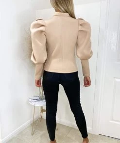 AX Paris Stone Scuba Puff Sleeve Jacket Tops