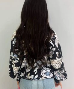 AX Paris Black Floral Wide Sleeve Blouse Tops
