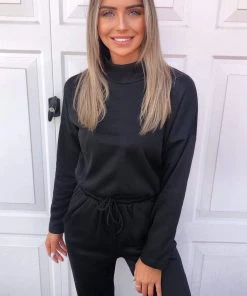 AX Paris Black Soft High Neck Lounge Suit Loungewear