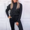 AX Paris Black Soft High Neck Lounge Suit Loungewear