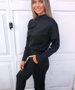 AX Paris Black Soft High Neck Lounge Suit Loungewear