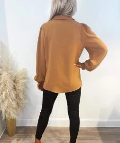 AX Paris Mocha Gold Button Up Elasticated Cuff Shirt