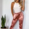 AX Paris Dusty Pink Satin Joggers