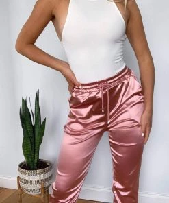 AX Paris Dusty Pink Satin Joggers