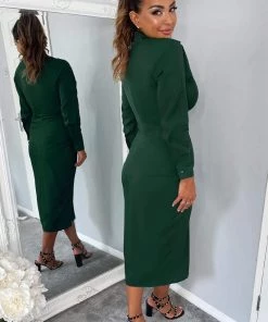 AX Paris Teal Button Up Midi Dress