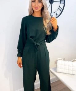 AX Paris Teal Knot Front Long Sleeve Jumpsuit 7 AX Paris Teal Knot Front Long Sleeve Jumpsuit