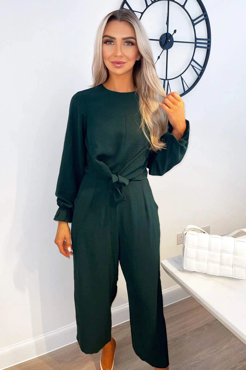 AX Paris Teal Knot Front Long Sleeve Jumpsuit 3 AX Paris Teal Knot Front Long Sleeve Jumpsuit